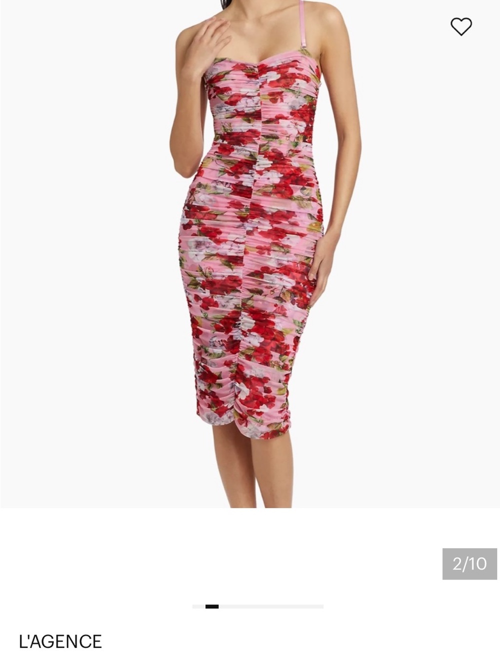 L'AGENCE Floral Caprice Ruched Strapless Midi Dress. Size 4
